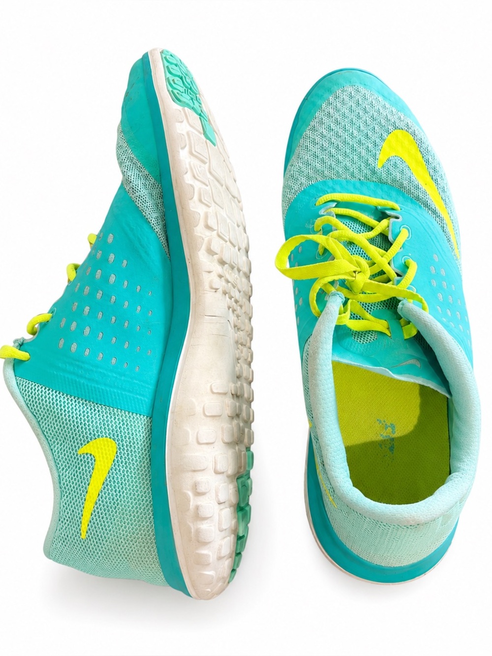 Nike Women's Teal and Yellow Athletic Running Shoes